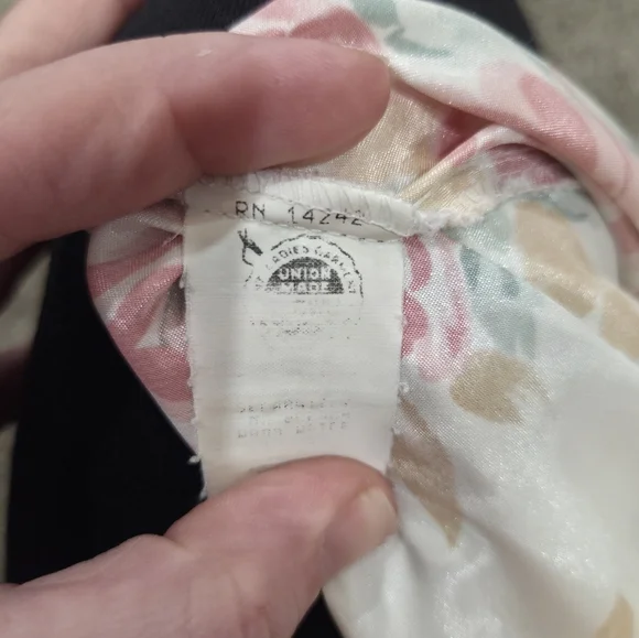 Vintage Christian Dior Satin Floral Nightgown Lace Trim L 70s/80s ILGWU - Picture 2 of 7